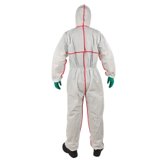 Microporous Coverall with Red Bound Seams