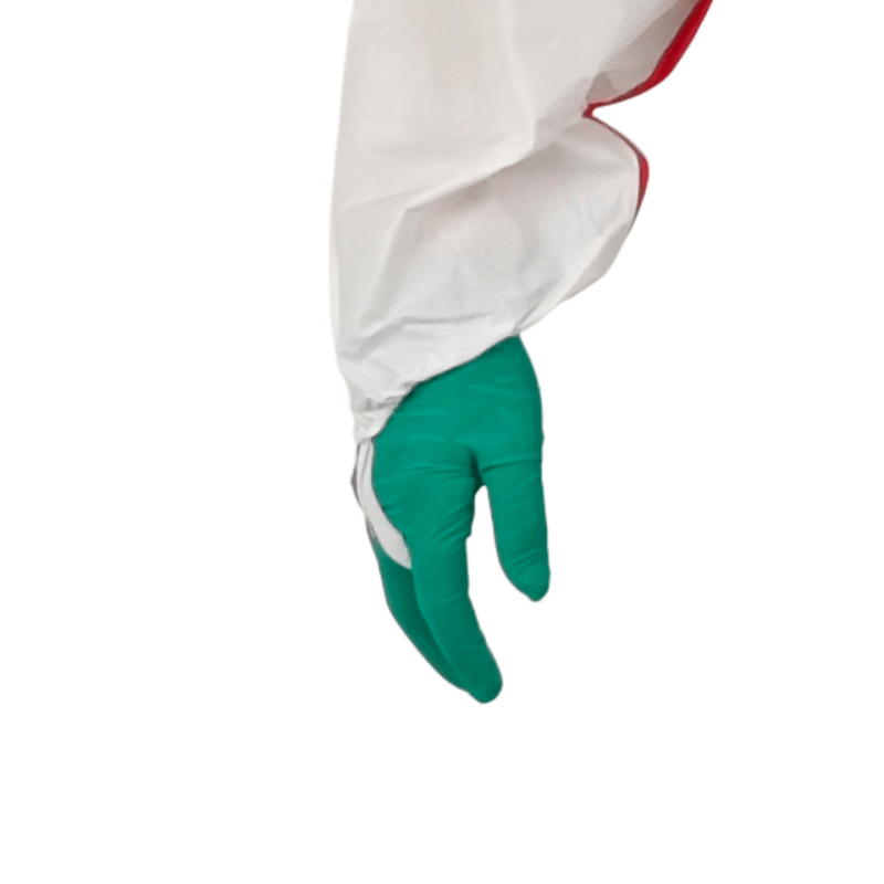Microporous Coverall with Red Bound Seams
