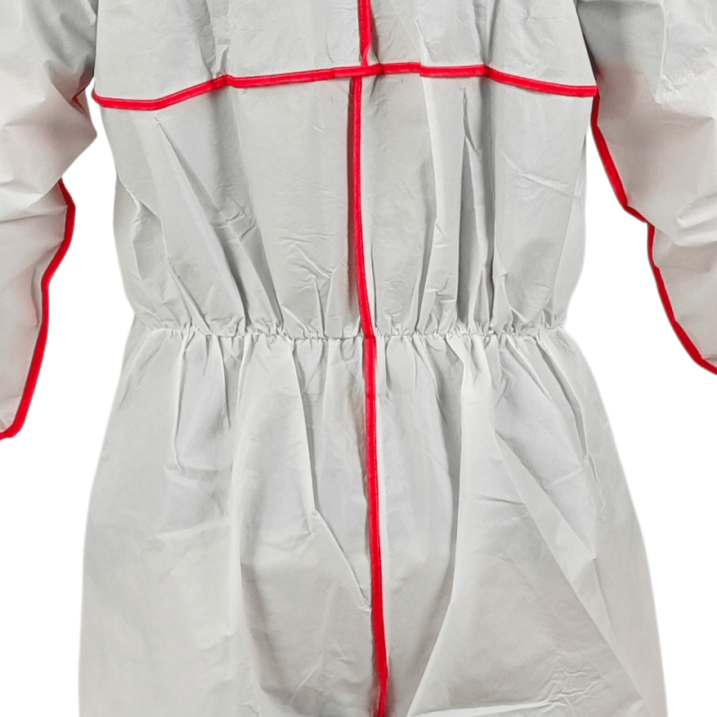 Microporous Coverall with Red Bound Seams