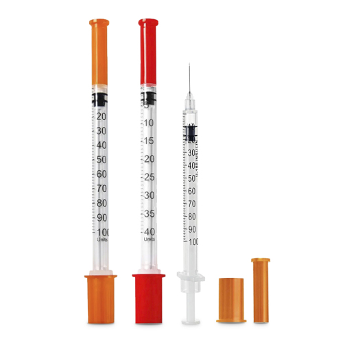 disposable 1 ml orange insulin syringe with safety needle