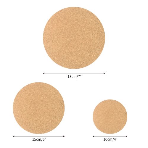 Set of 6 natural color Round Cork Placemats