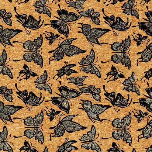 Silkscreen Cork Fabric - Butterfly