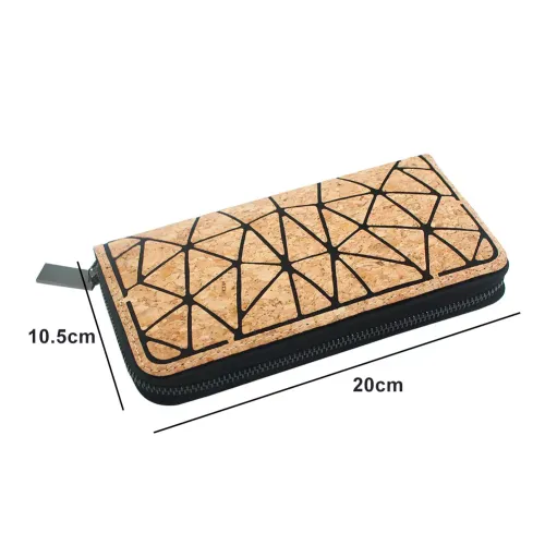 Geometric Irregular Triangle Cork Zipper Wallet