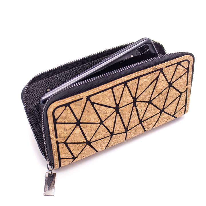 Geometric Irregular Triangle Cork Zipper Wallet