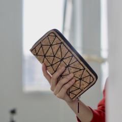 Geometric Irregular Triangle Cork Zipper Wallet