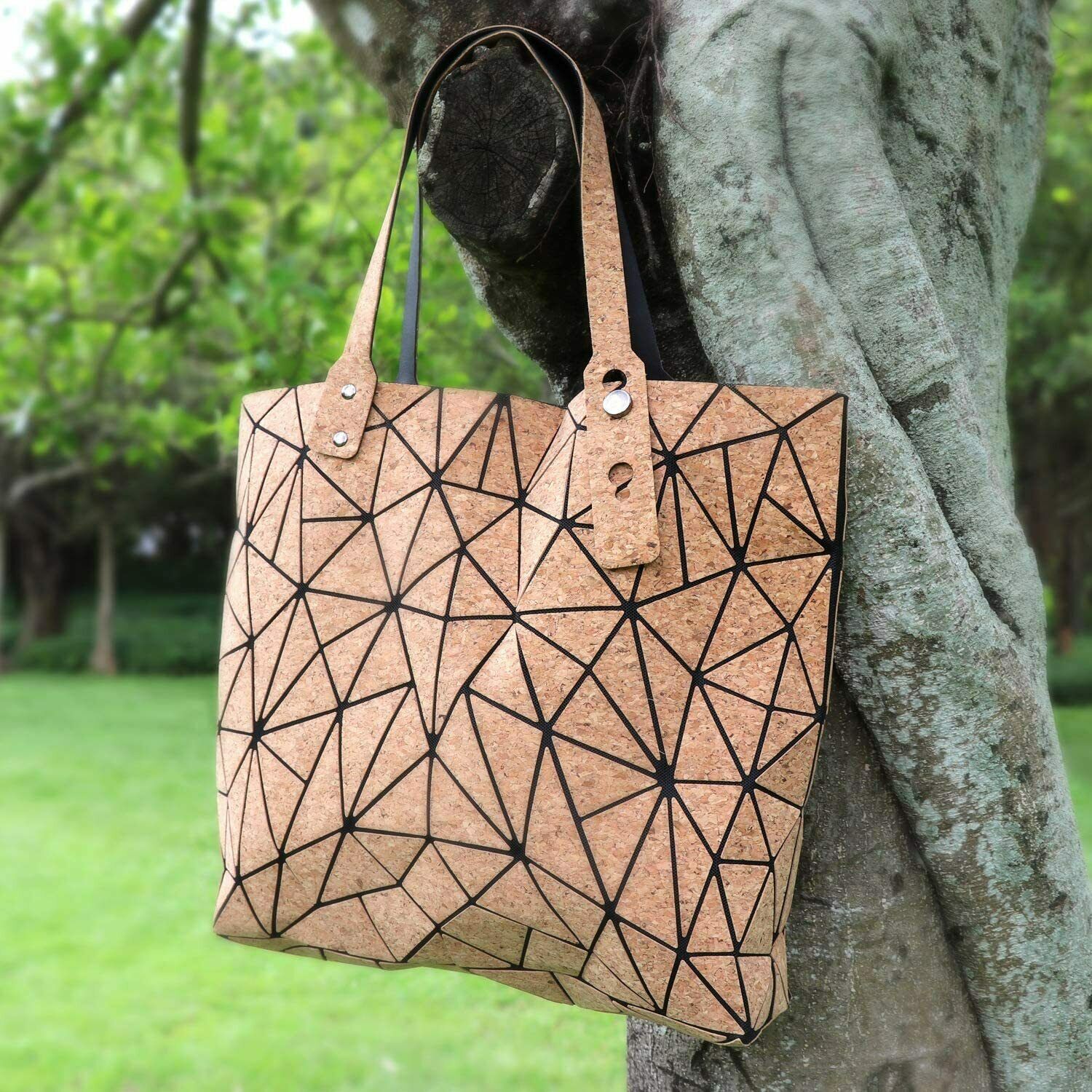 Geometric Cork Tote Handbag