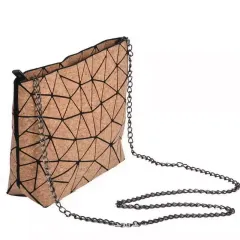 Natural Cork Geometric Chain Crossbody Bag