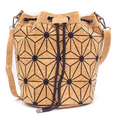 Geometric Cork Bucket Bag for Women