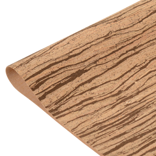 Carbonized Inlaid Natural Cork Fabric - Bark Grain