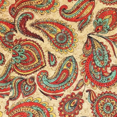 Multicolor Paisley Seamless Pattern #1 on Natural Cork