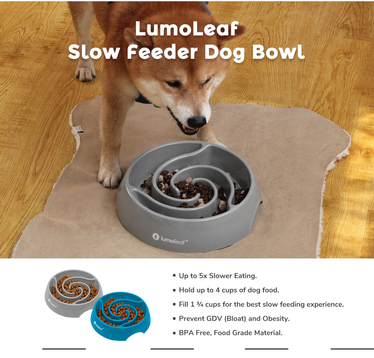 LumoLeaf Slow Feeder Dog Bowls,Warm home