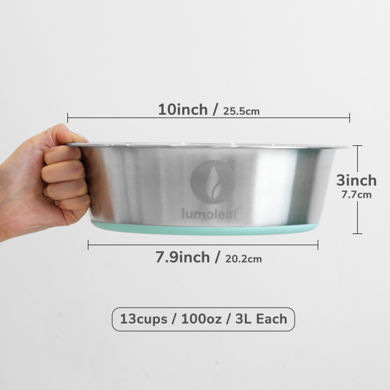 LumoLeaf Dog Bowls Large Stainless Steel 3000ml Water and Food Bowls