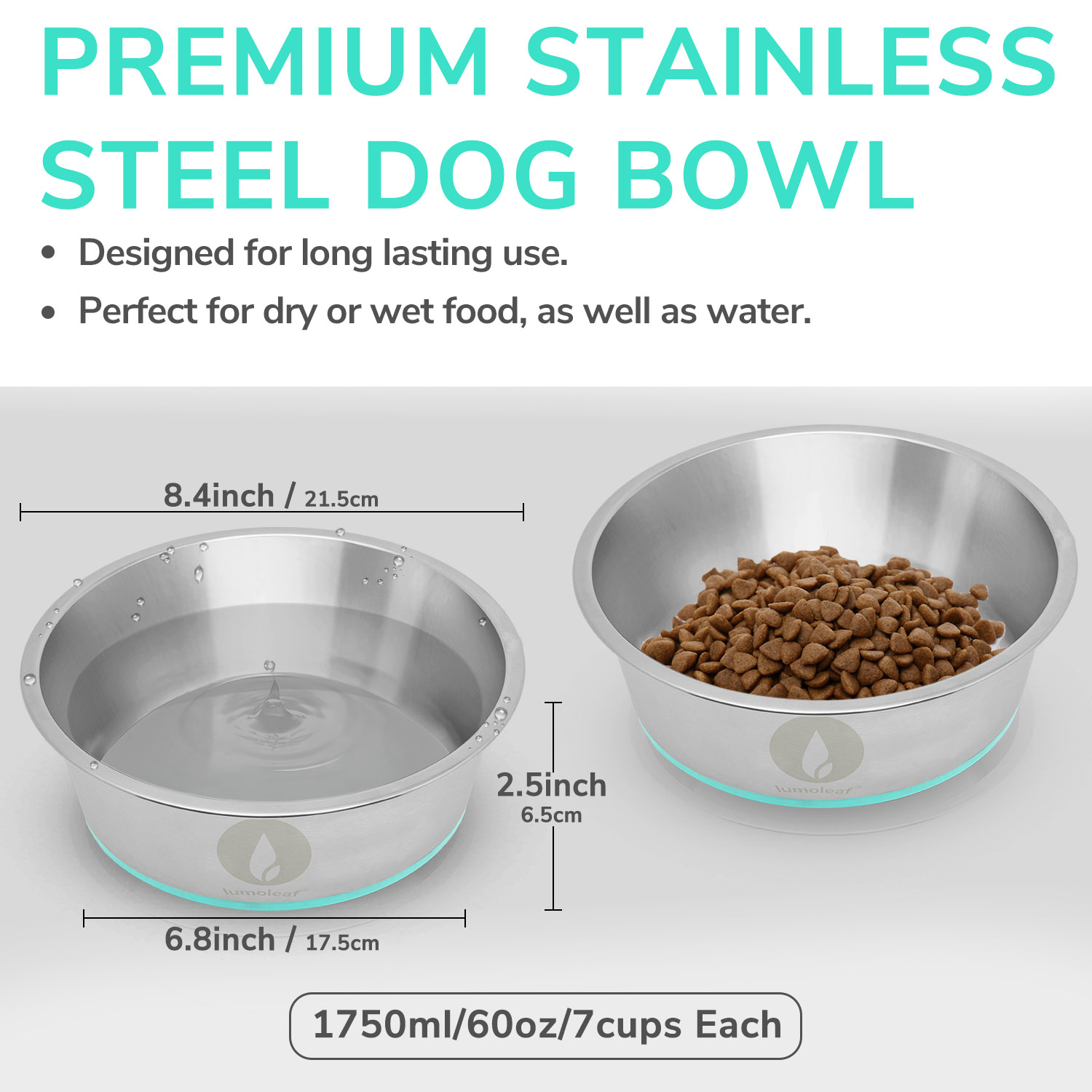 Stainless Steel Large Dog Bowl, 176oz High Capacity Dog Food Bowls