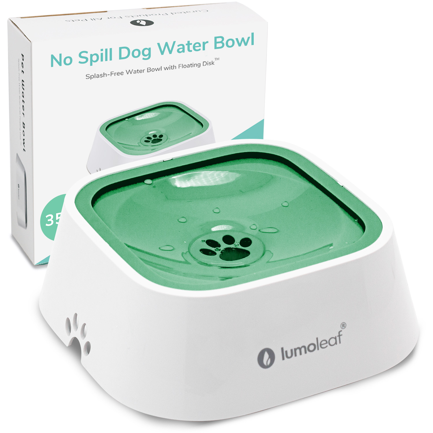 LumoLeaf No-Spill Pet Water Bowl 35oz,Warm home