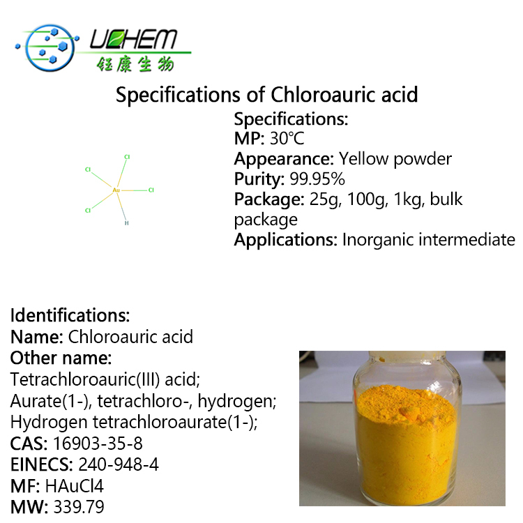 High quality Chloroauric acid powder cas 16903-35-8 with competitive price