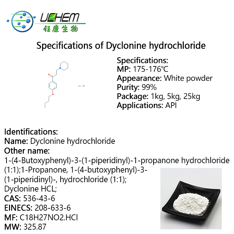 High quality Dyclonine Hydrochloride / Dyclonine HCl powder CAS 536-43-6 with best price