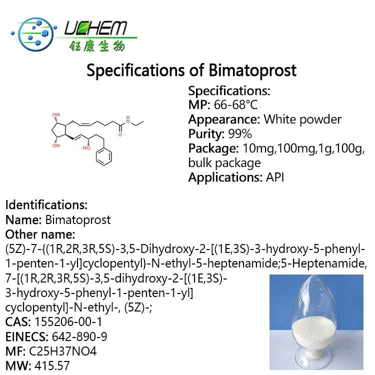 High quality Bimatoprost powder cas 155206-00-1 with good price