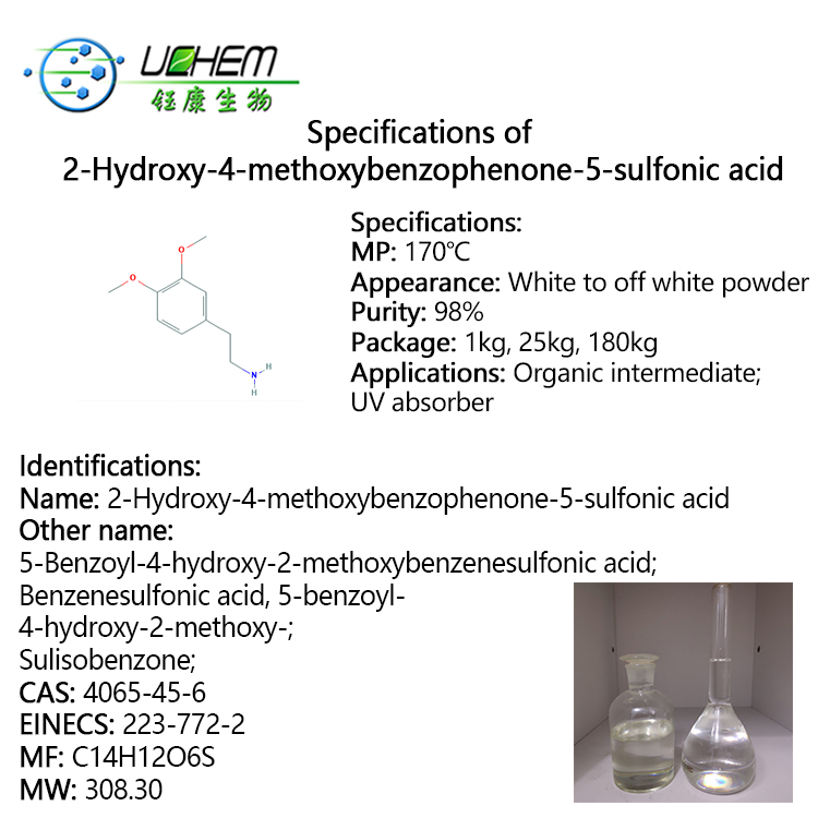 Factory supply UV284 / 2-Hydroxy-4-methoxybenzophenone-5-sulfonic acid CAS 4065-45-6 with competitive price