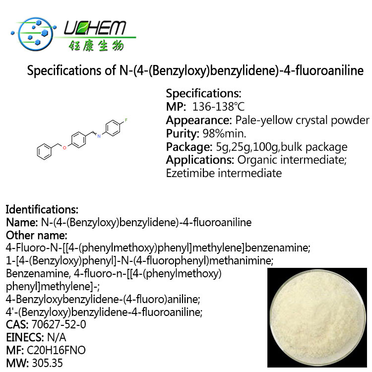 High quality N-(4-(Benzyloxy)benzylidene)-4-fluoroaniline with good price CAS 70627-52-0