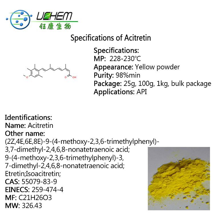 Supply high quality Acitretin cas 55079-83-9 in stock