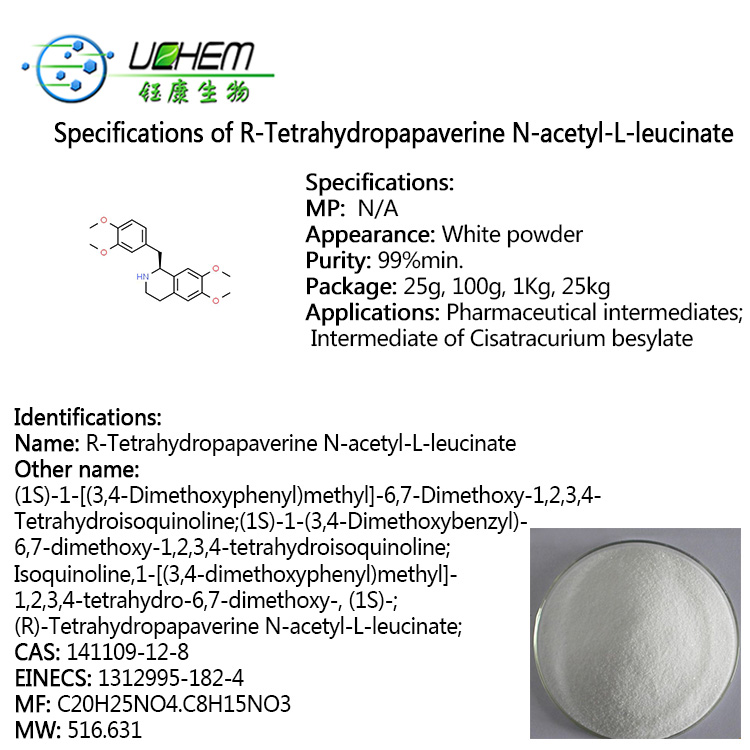 Good Quality (R)-Tetrahydropapaverine N-acetyl-L-leucinate cas 141109-12-8 With Best Price