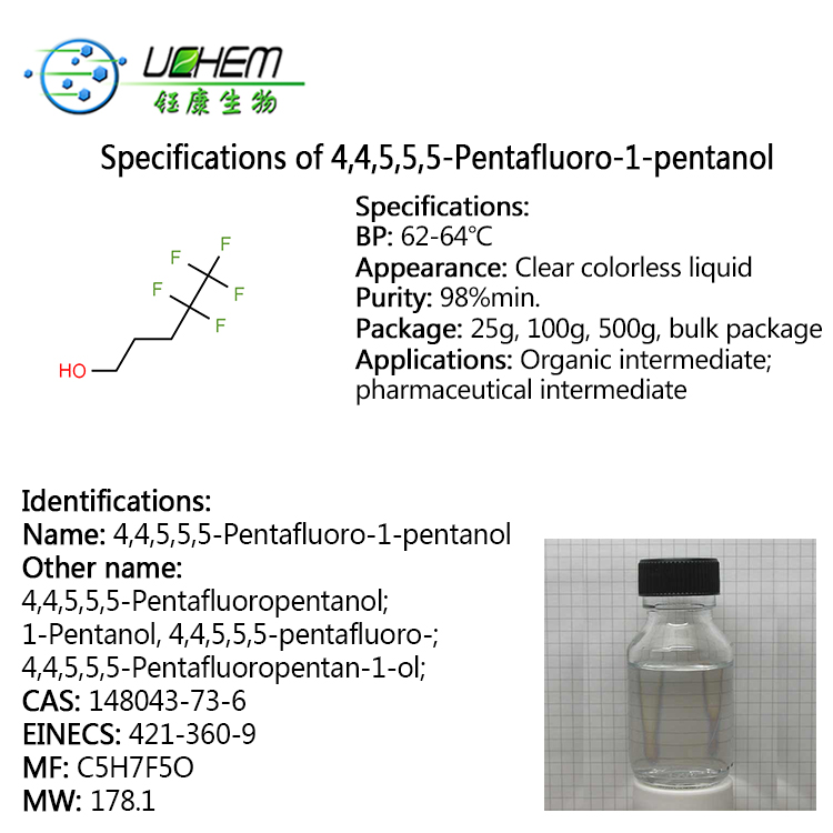 Factory supplier Fulvestrant intermediate / 4,4,5,5,5-Pentafluoro-1-pentanol cas 148043-73-6 in stock