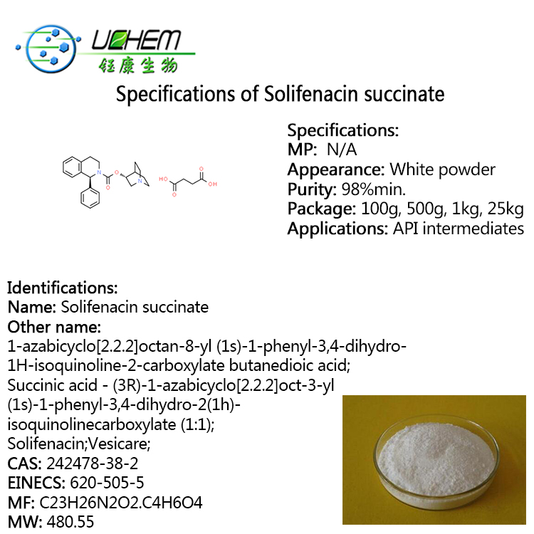 High quality Solifenacin succinate cas 242478-38-2 with best price