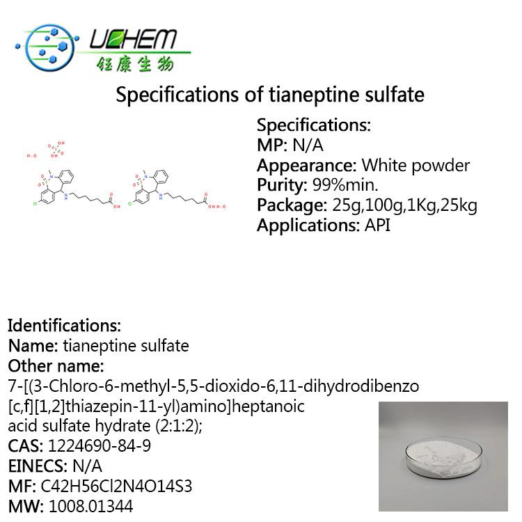 High quality Tianeptine sulfate cas 1224690-84-9 with fast delivery
