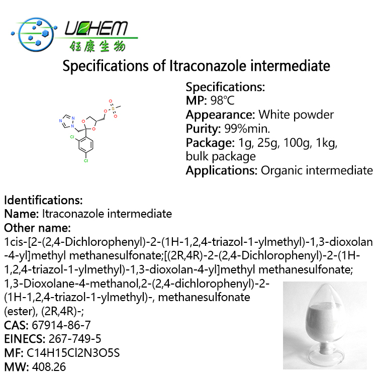 Professional Supplier Itraconazole intermediate cas 67914-86-7 with best price