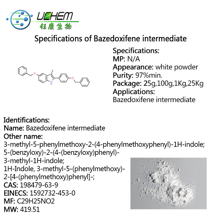 Hot selling high quality 3-methyl-5-phenylmethoxy-2-(4-phenylmethoxyphenyl)-1H-indole cas 198479-63-9 with reasonable price