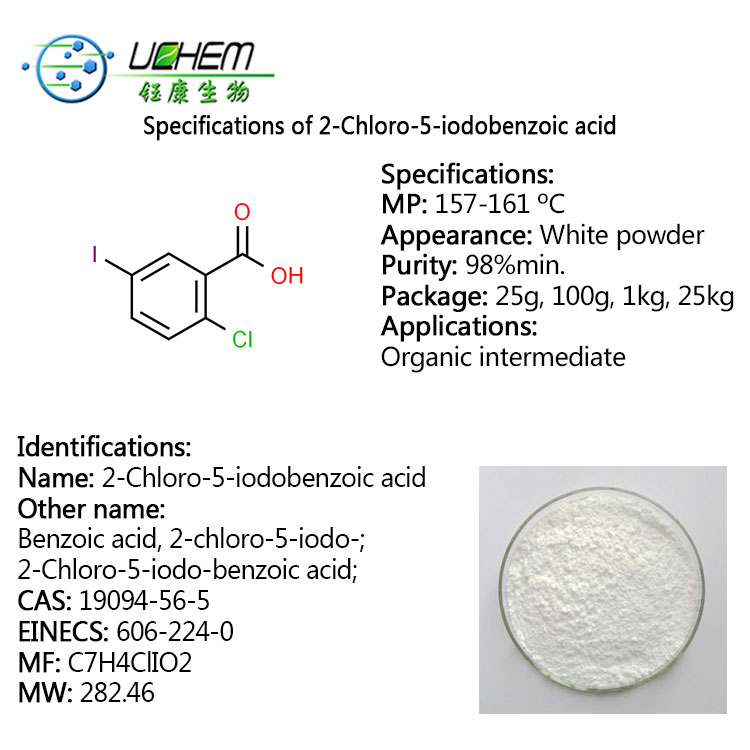 Top quality best selling 2-Chloro-5-iodobenzoic acid cas 19094-56-5 in stock