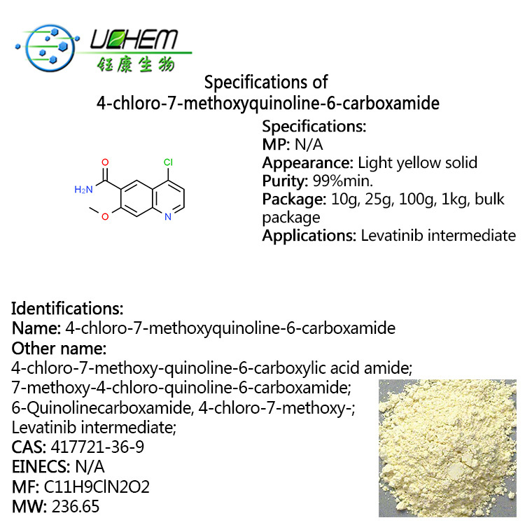High quality 4-Chloro-7-methoxyquinoline-6-carboxamide CAS 417721-36-9 with best price