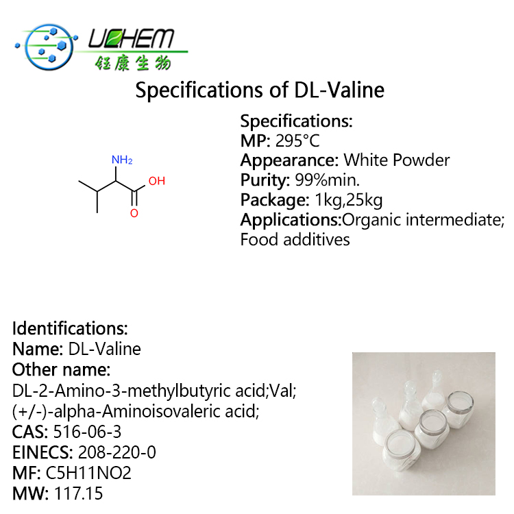 Hot selling high quality 99% DL-Valine cas 516-06-3 with reasonable price