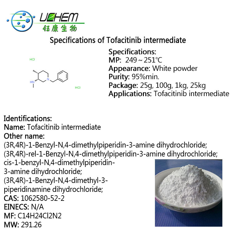 High quality API raw material 99% Tofacitinib citrate intermediate cas 1062580-52-2 in stock