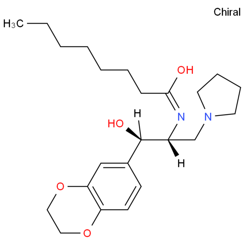 Top quality best selling N-[(1R,2R)-1-(2,3-Dihydro-1,4-benzodioxin-6-yl)-1-hydroxy-3-(1-pyrrolidinyl)-2-propanyl]octanamide cas 491833-29-5 in stock