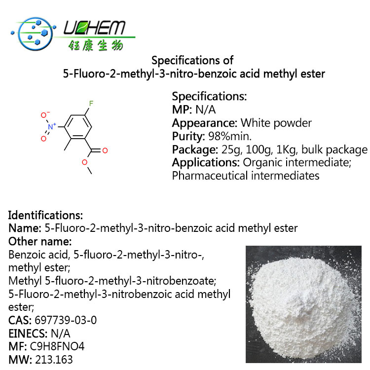 High quality Methyl 5-fluoro-2-methyl-3-nitrobenzoate CAS NO 697739-03-0