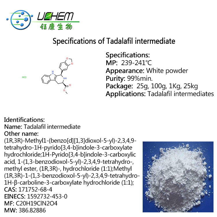 High quality 99% Tadalafil intermediate CAS NO 171752-68-4 in china