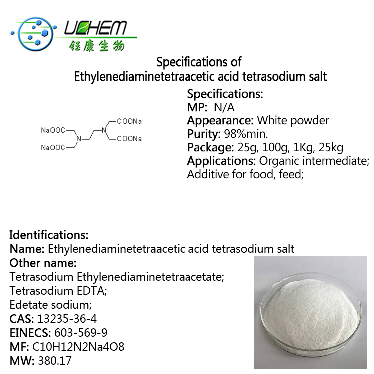 High purity Tetrasodium Tetrahydrate Salt EDTA cas 13235-36-4 with good price