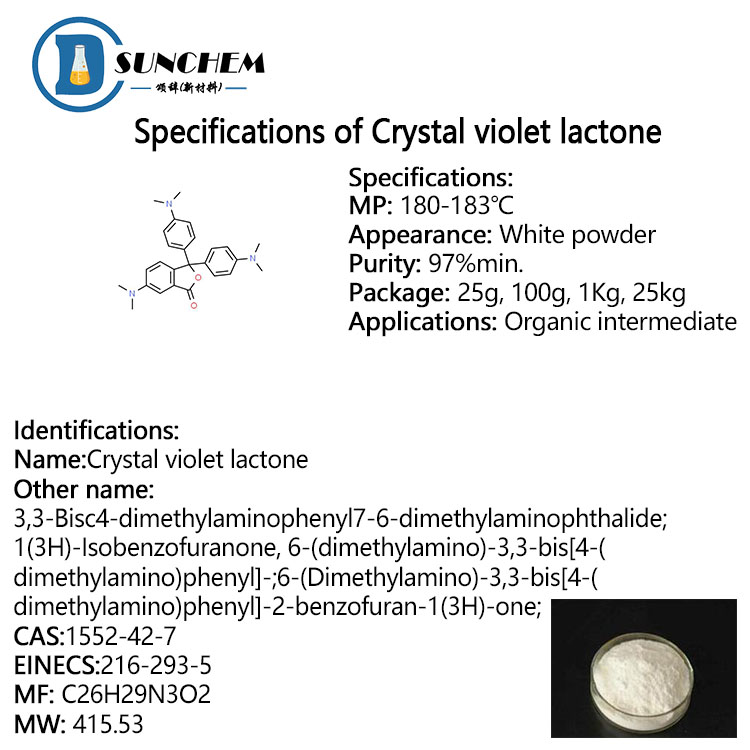 Manufacturer hot supply Organic Intermediates Crystal violet lactone / CVL /CAS 1552-42-7