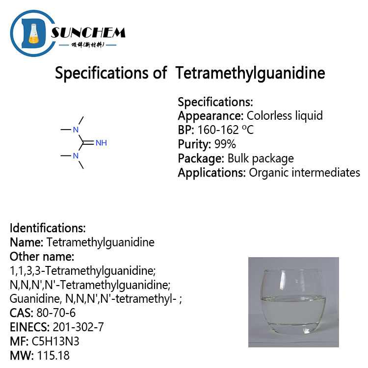 High quality 1,1,3,3-Tetramethylguanidine CAS 80-70-6 in stock