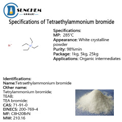 China factory Tetraethylammonium bromide CAS 71-91-0 TEAB 98% in stock