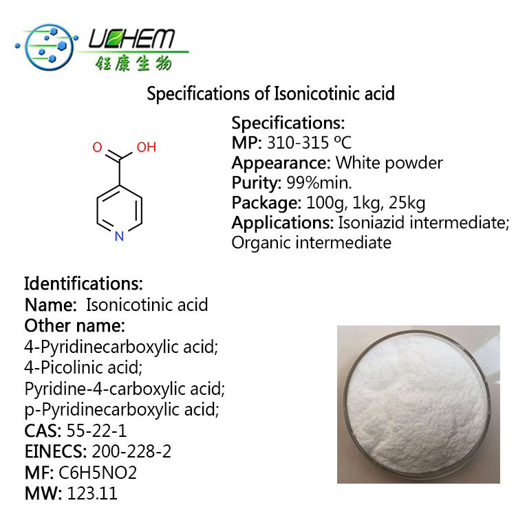 99% High Purity Isonicotinic acid hydrazide cas 55-22-1 with reasonable price