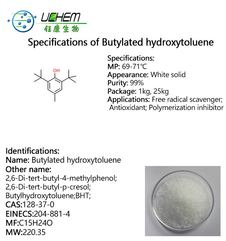 Buy High quality BHT Butylated hydroxytoluene cas 128-37-0 with best price