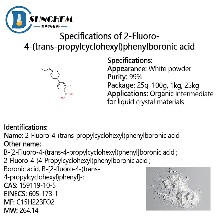High quality Liquid crystal intermediates 2-Fluoro-4-(trans-propylcyclohexyl)phenylboronic acid cas 159119-10-5 in factory