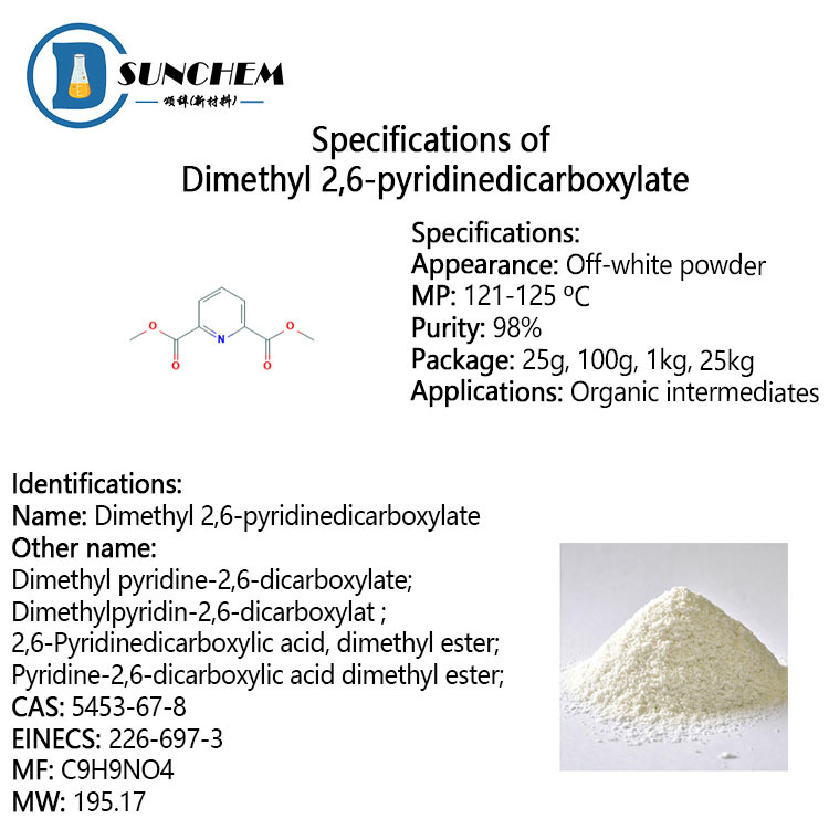 High quality Dimethyl 2,6-Pyridinedicarboxylate cas 5453-67-8 IN FACTORY