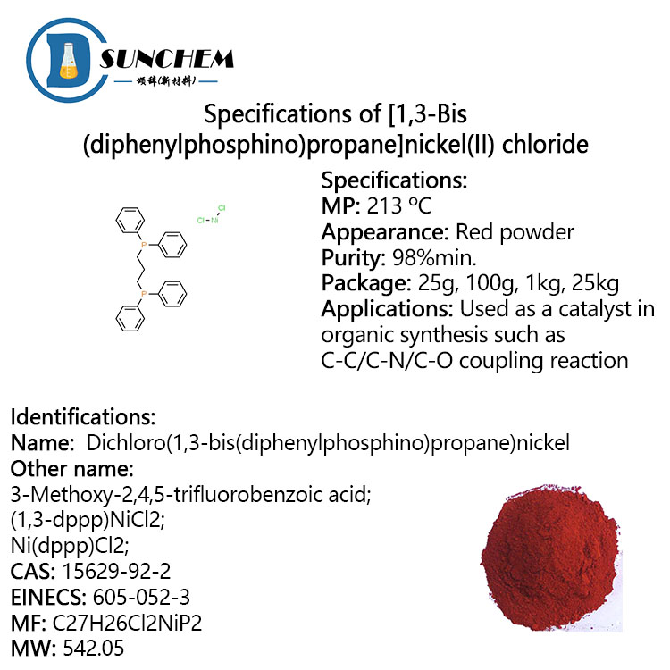 High quality [1,3-Bis(diphenylphosphino)propane]nickel(II) chloride cas 15629-92-2