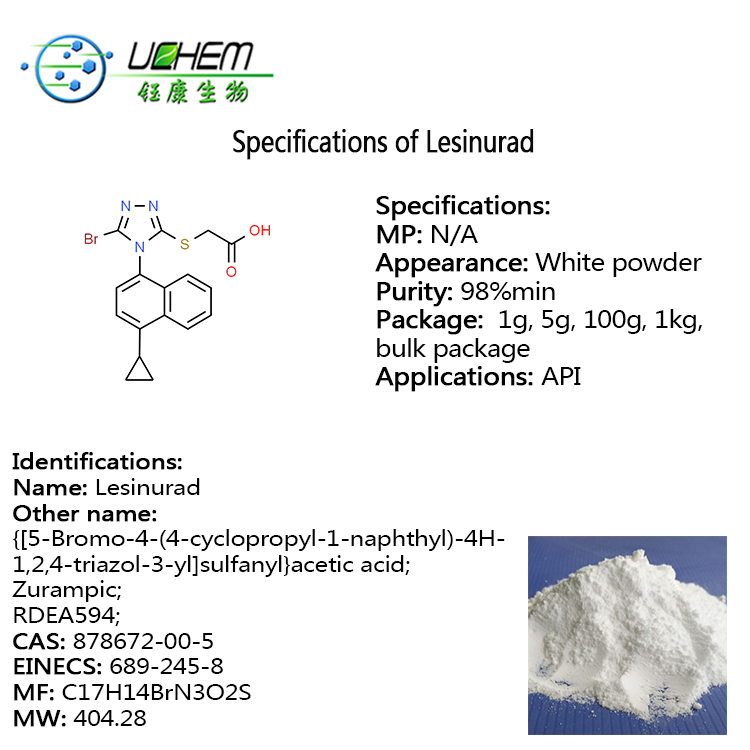 High quality Lesinurad cas 878672-00-5 in stock