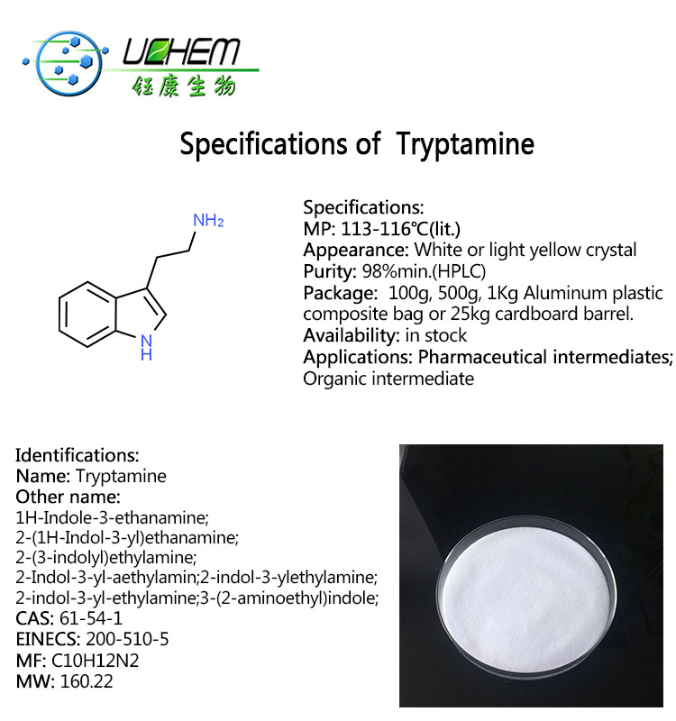 High Quality Tryptamine cas 61-54-1 with good price