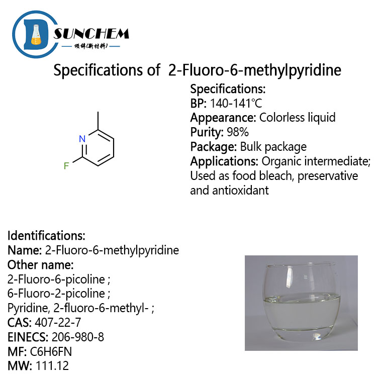 High Quality 2-Fluoro-6-methylpyridine CAS NO 407-22-7