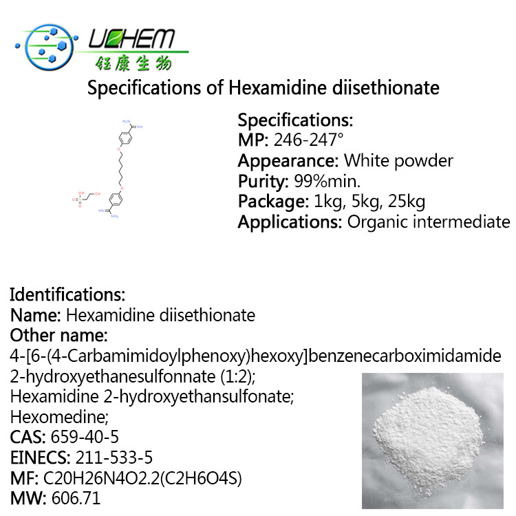 Manufacturer Cosmetic grade sterilization 99% HD Hexamidine Diisethionate with best price cas 659-40-5